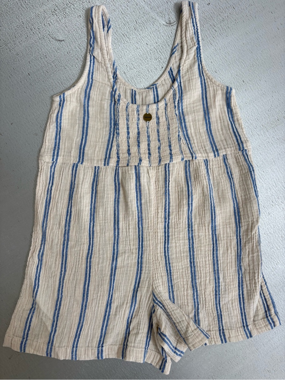 Rip Curl Cream and Blue Striped Romper